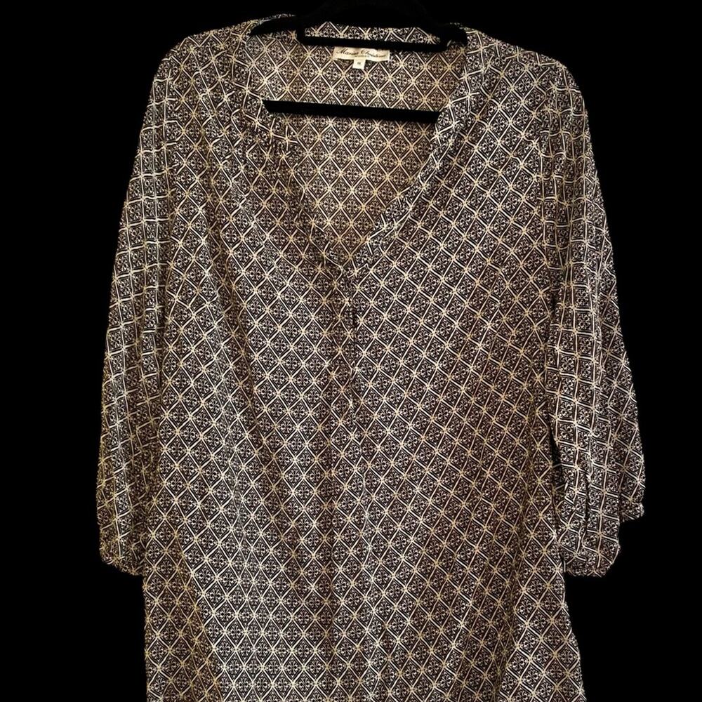 Marisa Christina Black and White Geometric Blouse